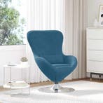 vidaXL Eivormige stoel Blauw Fluweel, Huis en Inrichting, Verzenden, Nieuw