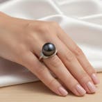 Ring - 18 karaat Witgoud Parel - Diamant