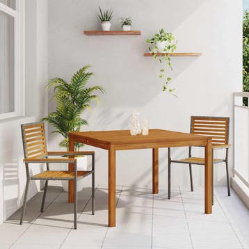 vidaXL Tuin Eettafel Set 3 st Grijs Massief Acacia Hout, Tuin en Terras, Verzenden, Nieuw