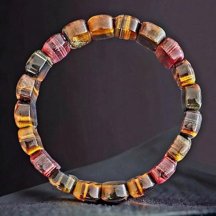 Veelkleurige tijgeroog armband. Echte steen van mooie, Antiek en Kunst, Curiosa en Brocante