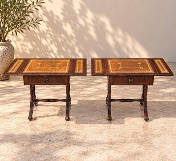 Table de chevet (2) - Acajou - Cuir Néoclassique