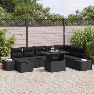 vidaXL Tuinbank Set 11 st poly rattan, Verzenden
