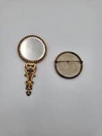 Petit miroir à main de sac et broche – décor romantique et