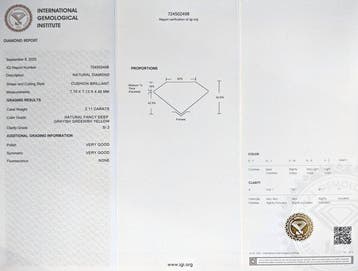 1 pcs Diamant (Natuurlijk gekleurd) - 2.11 ct - Cushion -
