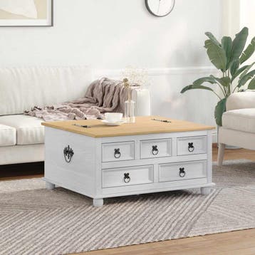 vidaXL storage box met lade Wit 90 x 78 x 45 cm Massief, Huis en Inrichting, Verzenden, Nieuw