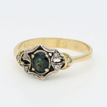 Bague - 18 carats Or jaune, Or blanc Saphir - Diamant, Bijoux, Sacs & Beauté