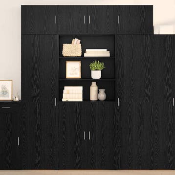 vidaXL Highboard Zwart Eiken 80 x 42,5 x 185 cm Bewerkt hout, Huis en Inrichting, Verzenden, Nieuw
