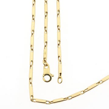 Gouden schakelketting met staafjes | 42 cm, Handtassen en Accessoires, Kettingen, Ophalen of Verzenden, Gebruikt, Goud, Goud