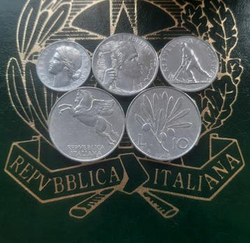 Italië, Republiek Serie Completa 1948 (1+2+5+10)+10 Lire