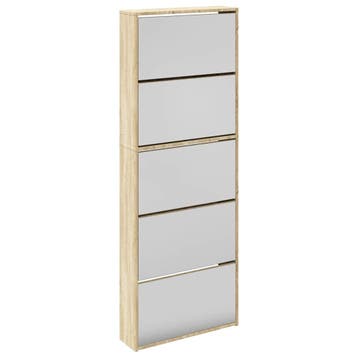 vidaXL Schoenenkast met 5 spiegels 63x17x169,5 cm eikenhout, Verzenden, Nieuw