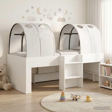 vidaXL Bed met Tunnel 3 st Wit Bewerkt hout, Verzenden, Nieuw