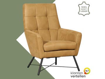 Leren fauteuil Proud - Kenia Walnut (cognac), Maison & Meubles, Ophalen of Verzenden