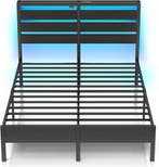 Bedframe met lattenbodem - 120x200 cm - Metaal - Zwart - Rol, Verzenden, Nieuw