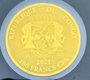 Congo. 100 Francs El Dorado , oro 1/200 Oz (.999) (Zonder