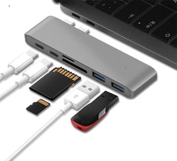 USB-C USB C adapter hub macbook pro air 2.0 3.0 MicroSD *6 p, Computers en Software, Pc speakers, Verzenden, Nieuw