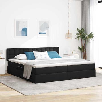vidaXL Opbergbed met matras met hoofdeinde Zwart 200 x 200, Verzenden