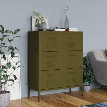vidaXL Ladekast 80x35x101,5 cm staal olijfgroen, Verzenden