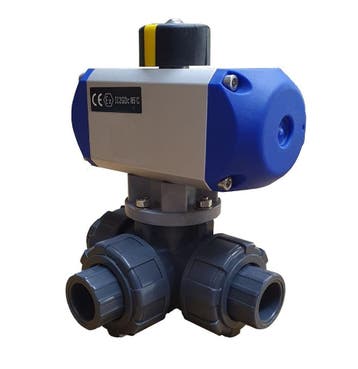 G3/4 Pouce L-Bore 3 Voies Vanne À Boule Pneumatique Double, Verzenden