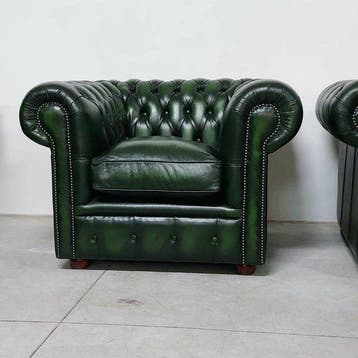 Chesterfield style - Fauteuil (2) - club - Leder, Hout -