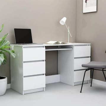 vidaXL Schrijftafel 140x50x77 cm bewerkt hout wit, Huis en Inrichting, Bureaus, Verzenden, Nieuw