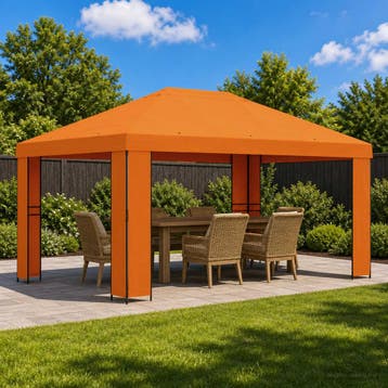 vidaXL Prieel 4 × 3 m Oranje Polyester en Staal 190 gsm, Verzenden, Nieuw