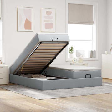 vidaXL Ottoman bed met matrassen 180x200cm stof lichtgrijs, Huis en Inrichting, Verzenden, Nieuw