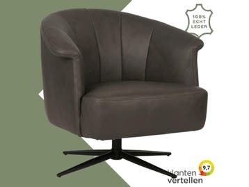 Leren draaifauteuil Embrace - Rancho Steel (grijs) -, Ophalen of Verzenden