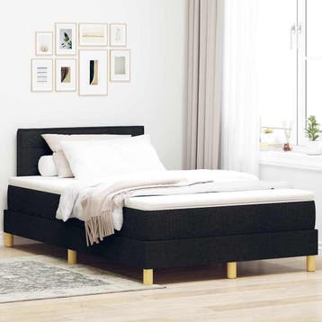 vidaXL LED Box Spring Bed met hoofdeinde Zwart 120 x 200 cm, Verzenden