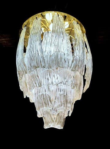 Plafondlamp - Waterval - Pulegoso glas met goud - Murano
