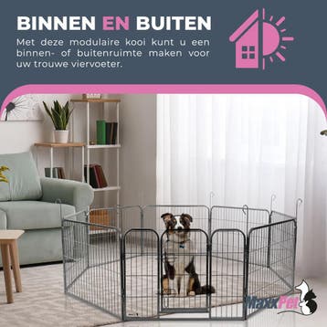 MaxxPet Hondenren Puppyren met 8 panelen - Staal - 78x78c..., Ophalen of Verzenden, Nieuw