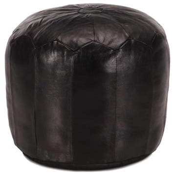 vidaXL Poef 40x35 cm echt geitenleer zwart, Verzenden, Nieuw