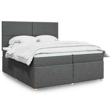vidaXL Boxspring met matras stof donkergrijs 200x200 cm, Verzenden, Nieuw