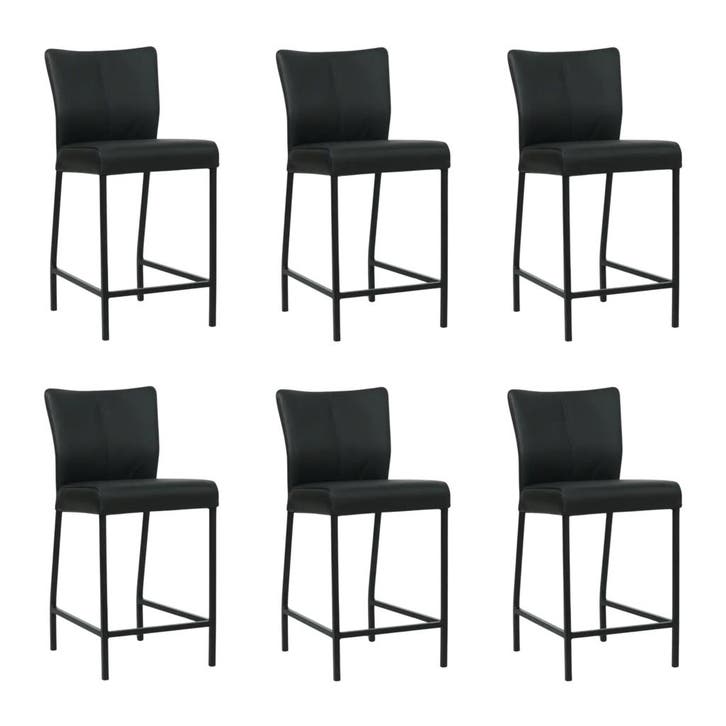Set van 6 Leren barkruk Revolt laag - Hermes Nero (zwart) -, Huis en Inrichting, Barkrukken, Nieuw, 1 kruk, Leer, 90 cm of meer
