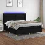 vidaXL Boxspring met matras en LED stof zwart 180x200 cm, Huis en Inrichting, Verzenden, Nieuw