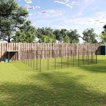 vidaXL Hondenkennel 31,46 m² staal zwart, Verzenden, Nieuw