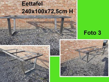 Nieuw stalen tafelonderstel 240 cm lang - eettafel - bureau, Ophalen, 50 tot 100 cm, Vijf personen of meer, Metaal