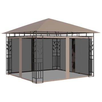 vidaXL Prieel met klamboe 3x3x2,73 m 180 g/m² taupe, Verzenden, Nieuw