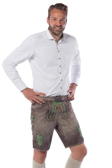 Lederhose Leer Kort Schaduw Groen en Riem, Verzenden, Nieuw