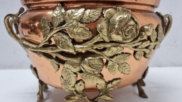 Jardinière - Koper, Messing, Antiek en Kunst, Antiek | Overige Antiek
