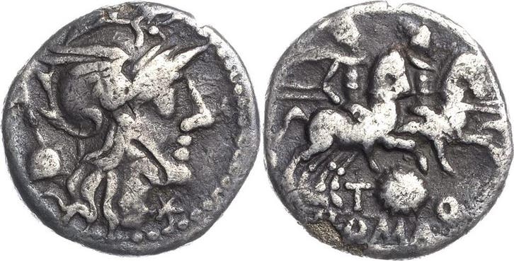 Denar 126 v Chr, Roemische Republik T Quinctius Flamininu..., Postzegels en Munten, Munten en Bankbiljetten | Verzamelingen, Verzenden