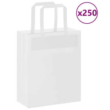 vidaXL Papieren zakken 250 st met hengsels 18x8x22 cm wit, Divers, Emballage cadeau, Verzenden