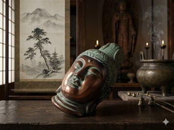 Japanese Rare Kanshitsu Dry Lacquer Buddhist Mask of