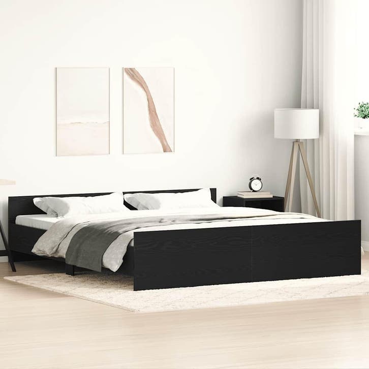 vidaXL Bedframe zonder matras 180x200 cm bewerkt hout zwart, Huis en Inrichting, Slaapkamer | Bedden, Nieuw, Verzenden
