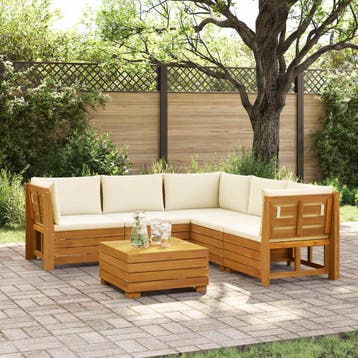 vidaXL 6 st Buiten bank set Massief Acacia Hout Bruin, Tuin en Terras, Verzenden, Nieuw
