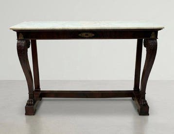 Wandtafel - Mahonie, Wit metaal, Messing, Antiek en Kunst