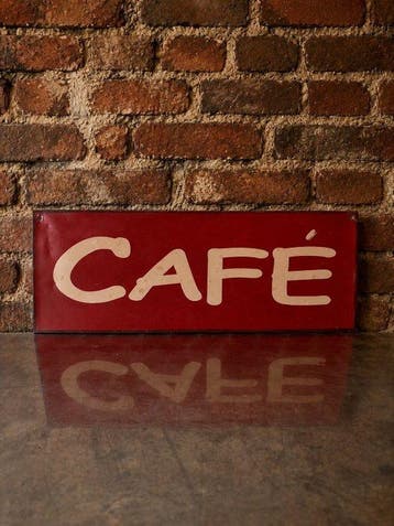 Vintage Italiaans zwaar industrieel café-bord – metaal –