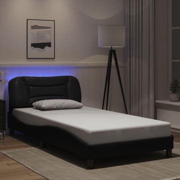 vidaXL Bedframe met LED zonder matras Hvar zwart 100x200, Verzenden, Nieuw