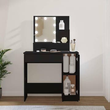 vidaXL Kaptafel met LED-verlichting 86,5x35x136 cm zwart, Verzenden, Nieuw