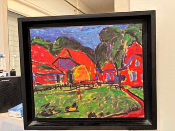 École européenne (XX) - Village expressionniste, Antiquités & Art