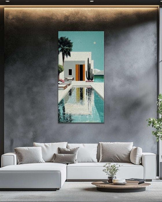 Clelia - Moonlit Oasis Serenity, Antiek en Kunst, Kunst | Schilderijen | Modern